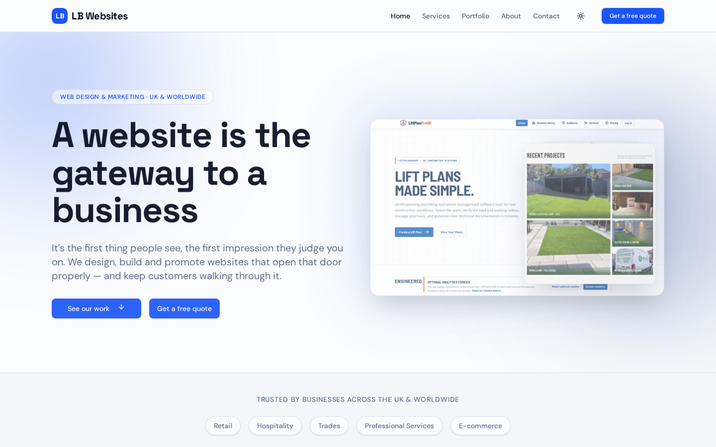 LB Websites agency site designed and built in-house